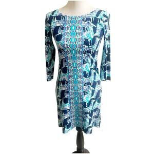 Lilly Pulitzer Beacon Alpaca My Bags Blue Mini Dress Size XXS Pima Cotton